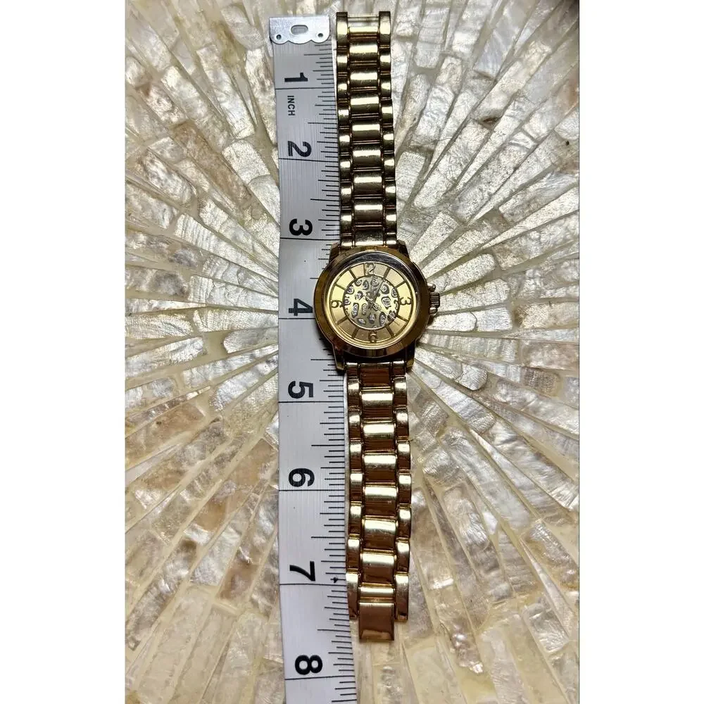 Icing Gold Tone Leopard Print Watch Glitter Dial Bracelet Watch Statement